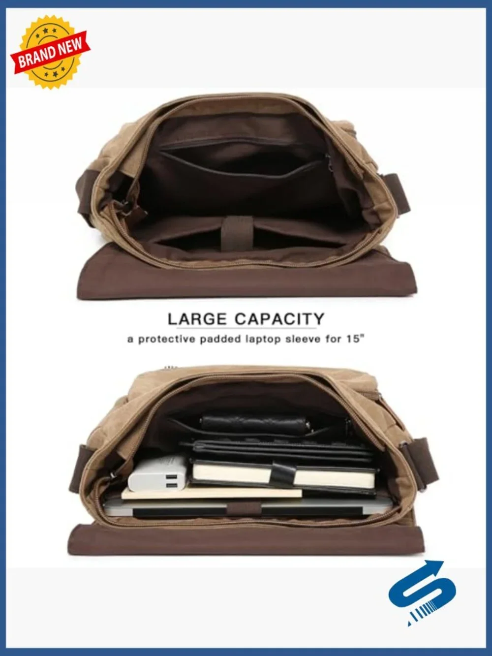 Canvas Messenger Bag Large Crossbody for Laptop Shoulder Travel Business